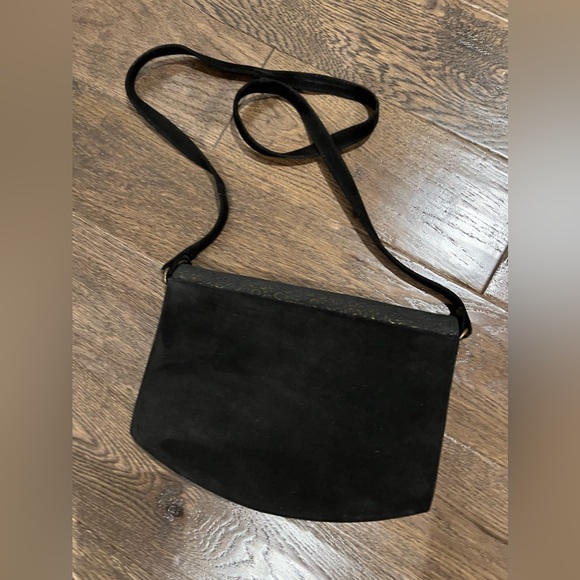 Vintage, Black Suede Evening Bag - Picture 7 of 9